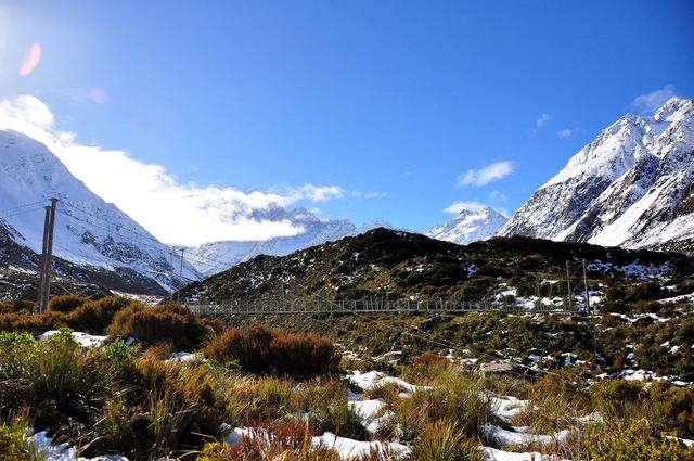 新西兰自助徒步旅行,行走新西兰南岛库克山国家公园胡克谷步道
